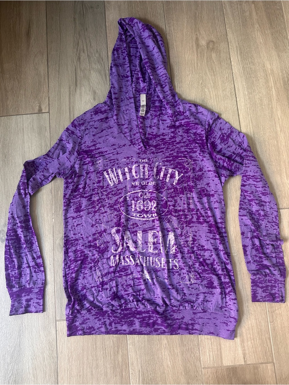 Witch City Salem Graphic Hooded Burnout Top